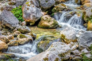 Water cascading over rocks